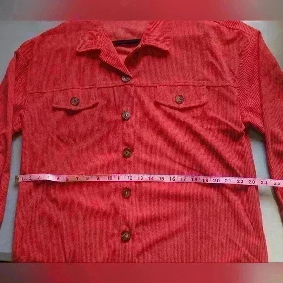 Red Fall Jacket ribbed Size Large - Picture 6 of 8